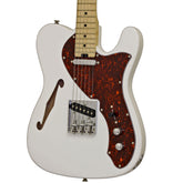 Aria 615-TL Series Semi-Hollow Electric Guitar in White Gloss